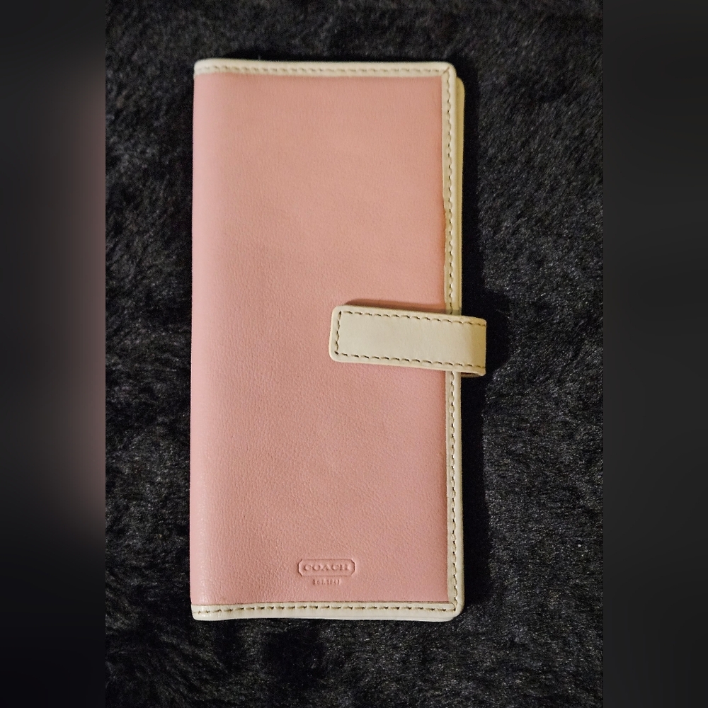 Coach Vintage Pink Leather Checkbook Wallet 